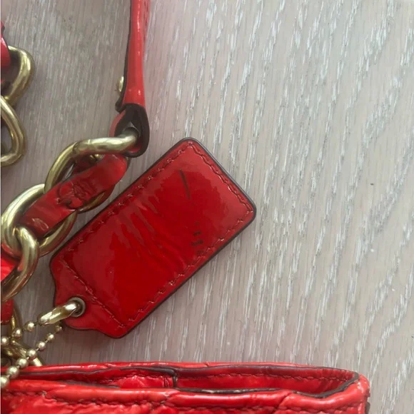 COACH Red Patent Leather Bag with Gold Accents - Picture 4 of 12